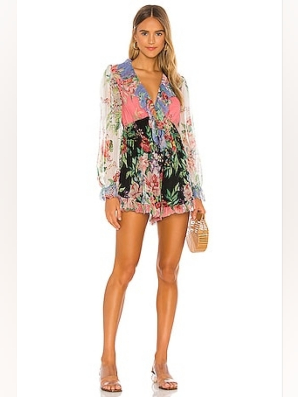ZIMMERMANN Bellitude Flutter Playsuit Silk Floral Ruffle Size 4 AU 0 NEW
